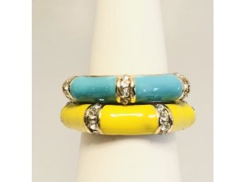 Two Enamel And Crystal Rings