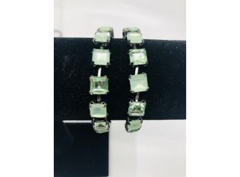 Two Pale Green Czech Glass Bracelets