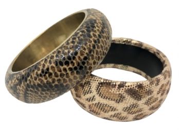 Snakeskin And Animal Print Chunky Bangle Bracelets