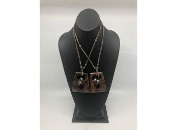 Two Hand-Carved  African Wood Necklaces