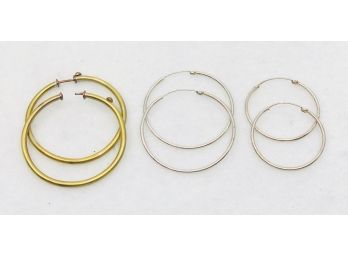 Three Pairs Of Infinity Hoop Earrings