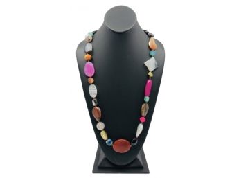 Multi-color Polished Gemstone Necklace From Mexico