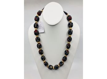 Handmade Fabric Bead Necklace From Estonia
