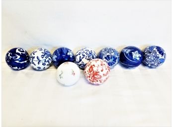 Nine Ceramic Decorative Orbs By Deco 79