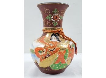Lovely Antique Vibrantly Hand Painted Porcelain Vase - Made In Japan