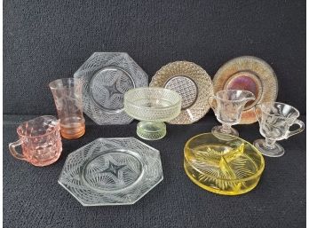 Vintage Mixed Lot Of Colorful Depression Glass
