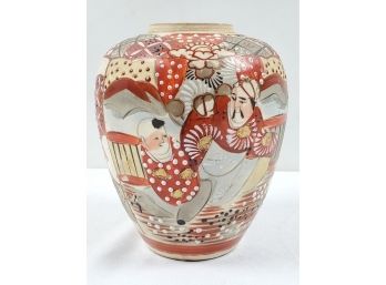 Antique 8' Japanese Hand Painted Pottery Ginger Jar