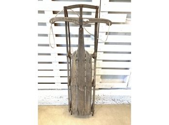 Vintage Flexible Flyer Racer Wood Snow Sled With Grooved Runners