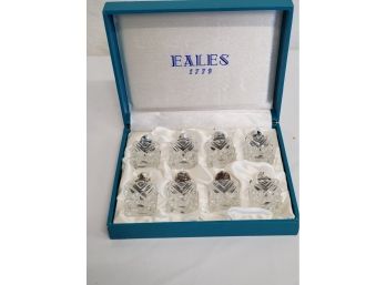 Vintage Eales 1779 Silver Plate & Glass Salt & Pepper Shaker Set In Original Box