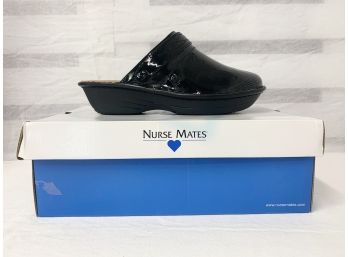 Nurse Mates Gala Black Patent Clogs Size 11W-new