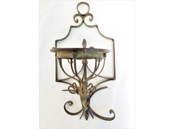 Antique Wrought Iron Pillar Candle Holder Wall Sconce