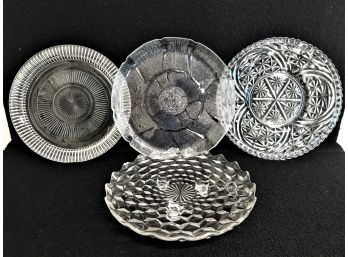 Four Vintage Round Glass Serving Platters  #1