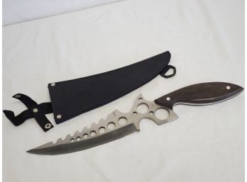 Large Frost Cutlery Fixed Blade Bowie Knife With Sheath & Black Wood Handle