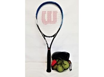 Wilson Impact Tennis Racquet Titanium Volcanic Frame USA  Power Bridge L2 And A Bag Of 8 Tennis Balls