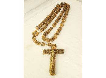 Dramatic Extra Large Raw Wood Chunk Rosary Beads Handmade
