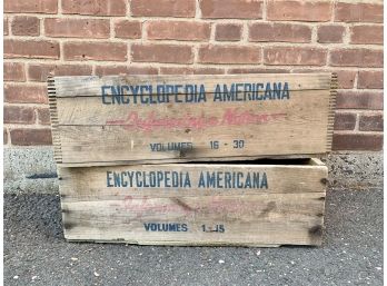 Pair 1959 Wood Encyclopedia Crates