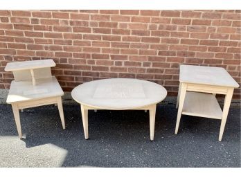 3 Pieces  Lane Altavista Blonde Mid Century Modern Furniture Coffee Table & 2 End Tables