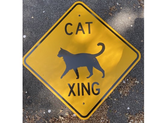 Metal 'Cat Crossing' Sign