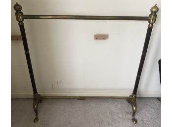 Brass And Wood Hanging Rack