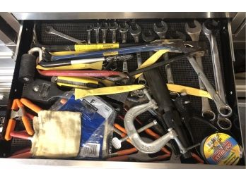Drawer Of Clamps, Wrenches, Pry Bars, And More