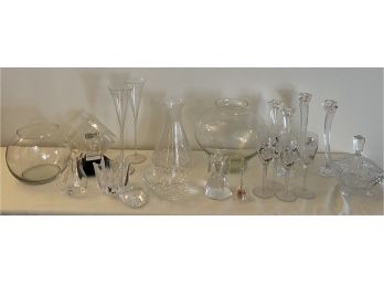 Large Lot Of Clear Glass And Crystals