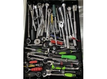 Large Drawer Full Of 3/8 Ratchet Handles- Craftsman, Pittsburg, Husky, And More
