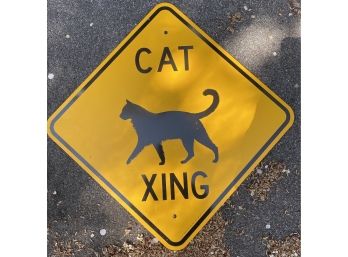 Metal 'Cat Crossing' Sign