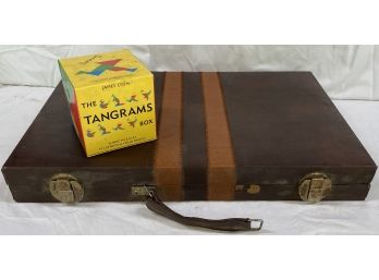 Backgammon Set In Carrying Case Along With Tangrams Puzzles