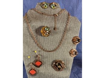 Vintage Copper Color Metal Jewelry Sets