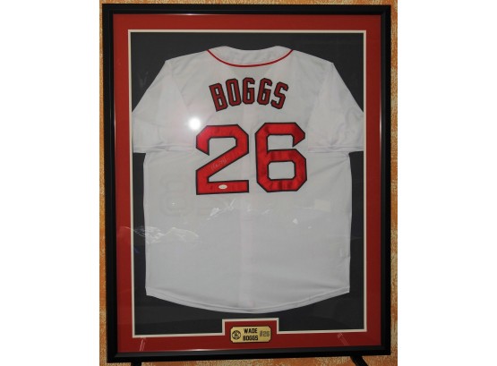 Signed Boston Red Sox HOFER Wade Boggs Full Size Baseball Jersey  With COA Framed And Matted 42 X 34