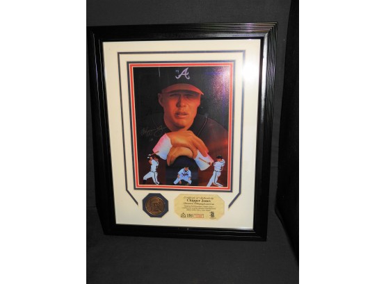 12 X 16 Atlanta Braves Numbered Chrome Litho Of Chipper Jones Including Bronze Coin