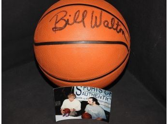 Signed Celtics HOFer Bill Walton Signed Full Size Basketball With Photo