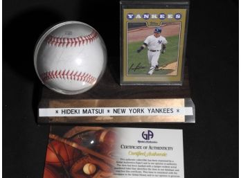 Signed NY Yankees Star Hideki Matsui Baseball With COA