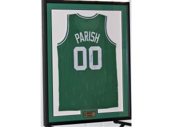 Signed Boston Celtics HOFer Robert Parrish Full Sized Jersey With COA Framed And Matted 43 X 34