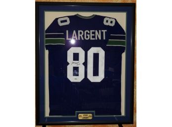 Signed With Inscription HOFer Seattle Seahawks Steve  Largent Jersey With COA Framed Matted 42 X34