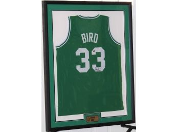 Signed Boston Celtics HOFer Larry Bird Full Size Jersey With COA Framed And Matted 42 X 34