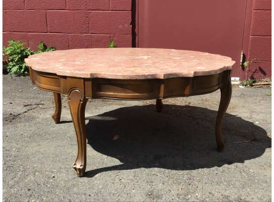 Vintage Rose Marble Top French Provincial Coffee Table (HAMDEN PICKUP)