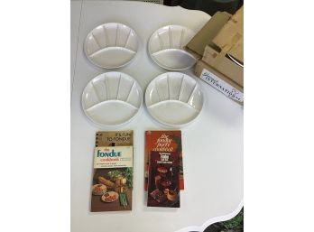 Mid- Century Gourmet InterNational Fondue Plates, Set Of 8, Fondue Cookbooks