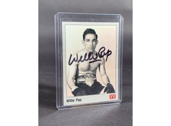 Willie Pep Boxing Hall Of Fame Autographed Vintage Card