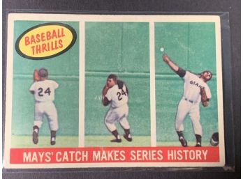 Vintage Baseball Card Willie Mays Catch Action Thrills