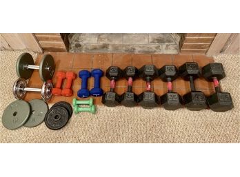 Steel And Iron Dumbbell Set And Other Weights