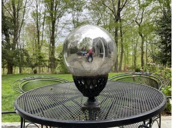 Gazing Ball In Wrought Iron Bowl Stand
