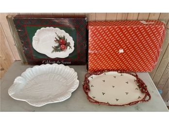 Fitz And Floyd Holiday Platter And Other Ceramic Turkey Platter