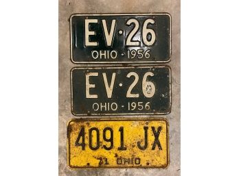 TWO 1956 OHIO LICENSE PLATES AND TWO 1971 OHIO LICENSE PLATES