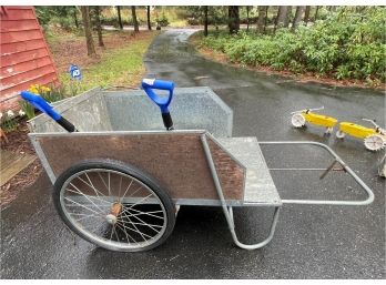 WAGON CART 68' LONG W/ HANDLE X 32' W X 28' T, INCLUDES TWO SMALL SNOW SHOVELS, GARDEN PROTECTOR KIT, AND TWO