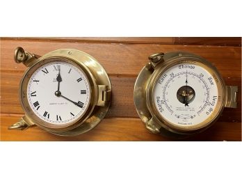REPRODUCTION BRASS CHELSEA SHIPS CLOCK AND BAROMETER 9 IN DIAMETER