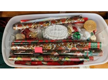 HUGE CHRISTMAS WRAPPING PAPER LOT, TUB INCLUDED