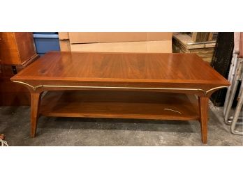 MID CENTURY MODERN COFFEE TABLE 43' X 21' X 16' ONE METAL PIECE IS OFF AND ANOTHER PIECE IS LOOSE