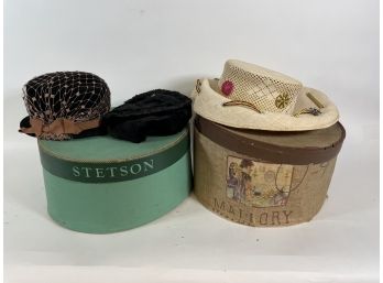 VINTAGE HAT LOT W/ STETSON BOX ETC, STETSON NOT INCLUDED
