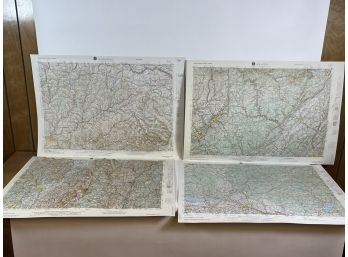 SEVEN PLASTIC TOPOGRAPHICAL MAPS 29.5' X 20.5' CIRCA 1948 AND LATER